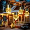 GIGALUMI 8 Pack Solar Outdoor Hanging Lights - Warm White LED, Water Resistant, Glass, Rechargeable Battery