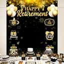 Retirement Backdrops for Photoshoot Black Gold Happy Retirement Party Decorations 78 x 70 Inch Retire Banner Photography Background for Women Men Retired Party Supplies
