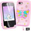 Kids Smart Toy Phone Girls Toy, Toddler Touchscreen Game Phone for 3 4 5 6 7 Year Old Girl Boy, Christmas Birthday Gifts for Children Age 3-7, MP3 Music Player with Dual Camera (Pink)