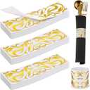 500 Pcs Gold Napkin Bands Disposable Napkin Rings Self Adhesive with Gold Trim Firm and Not Loose Wraps Bands Table Setup Wedding Event Party Supply