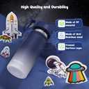 Kids Water Bottle, 2-Pack 16oz Kids Water Bottle with Stickers for School, insulated Stainless Steel Straw Cup(Sapphire+Gray)