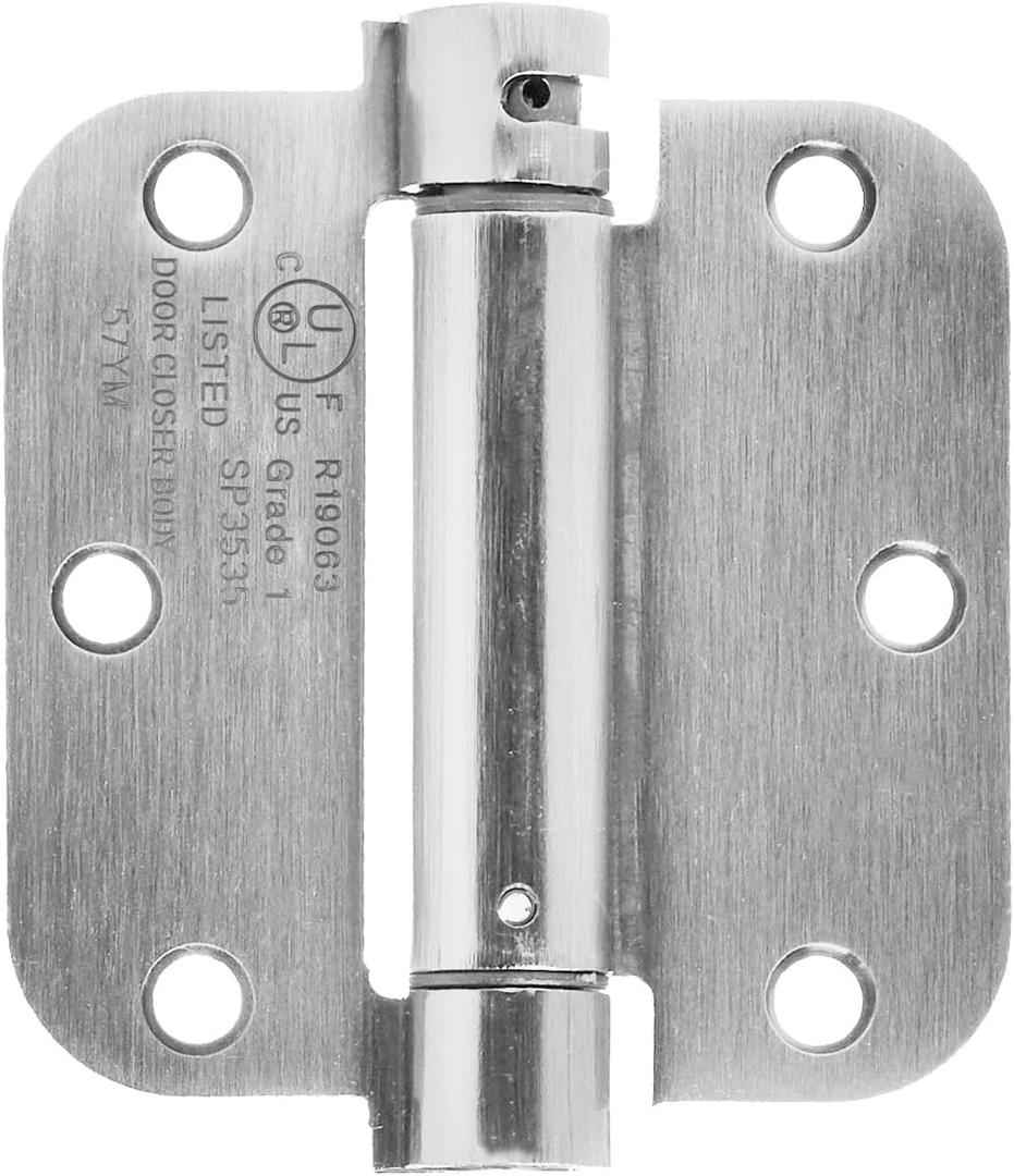 Amazon Basics Self-Closing Door Hinge, 3.5 Inch x 3.5 Inch, 1 Piece, Satin Nickel