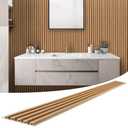 LARWORKS WPC Slat Wall Panels 8 Pack 96" x 8.2", Waterproof Fluted Wall Paneling, Accent 3D Wall Panel for Wall Decor, Bathroom, Bedroom, Office - Widen High Grille Elm (Cover Approx.44 sq.ft)