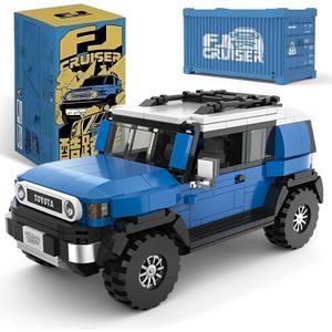 dOMOb FJ40 Land Cruiser SUV Car Building Kit  622 pcs Building Blocks Set w/Container Display Box  Modular Scale 1:32 Model  Bricks Toy for Kids & Adults 8+  for Boys, Hobbyist, Collector (Blue/Black)
