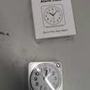 Minimalist Battery Analog Travel Alarm Clock, Silver Table Desk Shelf Clocks for Bedrooms, Small Beside Clock, Ascending Alarm, Maximalist Decor, Silver