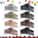TOCESS Hair Claw Clips for Women  Large Clips for Thin Thick Hair Big Neutral Claw for Curly Hair Matte Nonslip Strong Hold 4.33 Inch Jumbo Claws Jaw Set (8 Pcs) (Rounded A.Black, Gray, Brown, Beige)