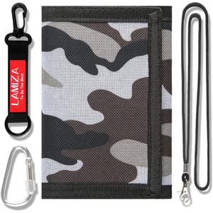 Kids Wallet for Boys Girls Teens Trifold, Canvas Toddler Wallet for Boys, Cute Zipper Wallets Youth with Coin Pocket and Card Holders, Novelty Wallets for Childrens Birthday Gifts (Camo grey02 suit)