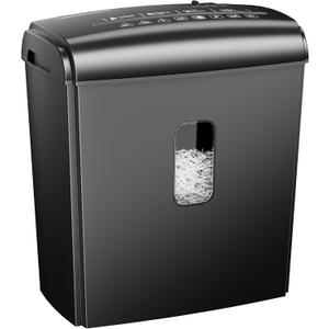 8-Sheet Micro Cut Paper Shredder P-4 High Security for Home Office Use with Handle, Shreds Credit Card/Staple 4 Gallons(Black) Visual Window Wastebasket