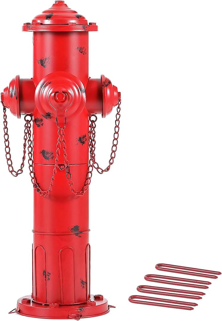 24" H Metal Fire Hydrant for Dogs to Pee On, Vintage Mid & Large Dog Fire Hydrant Pee Post for Outdoor Decor
