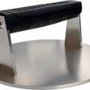 Manucode Stainless Steel Burger Smasher 3.25 LB  8 Inch Steak Weight for Smash Burgers, Bacon, Sandwiches | Dishwasher Safe, Preheatable Protein Press with Silicone Handle | Commercial BBQ Tool