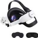Adjustable Halo Strap for Oculus Quest1/Quest2 Head Strap with a Comfortable Back Big Cushion The Design balances Weight Reduces Facial Pressure -Virtual Reality Eyewear Accessories (White)