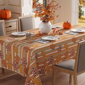 XCHI Fall Rustic Maple Leaves Tablecloth Rectangle Washable Table Covers for Home Party Decorations 52x70 Inch