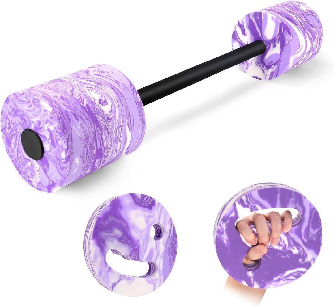 IEBIYO 29.3’’Swimming Barbell Swim Dumbbell with Water Exercise Discs High Density EVA Foam Aquatic Exercise Equipment Swimming Aid for Adults (Purple)