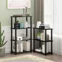 Furinno TURN-S-TUBE Storage Shelves, 3-Tier Book Shelf, Corner Shelf, Toolless Open Shelves, for Organization and Storage, Living Room, Garage, Home Office, Americano, 3-tier Square Tube
