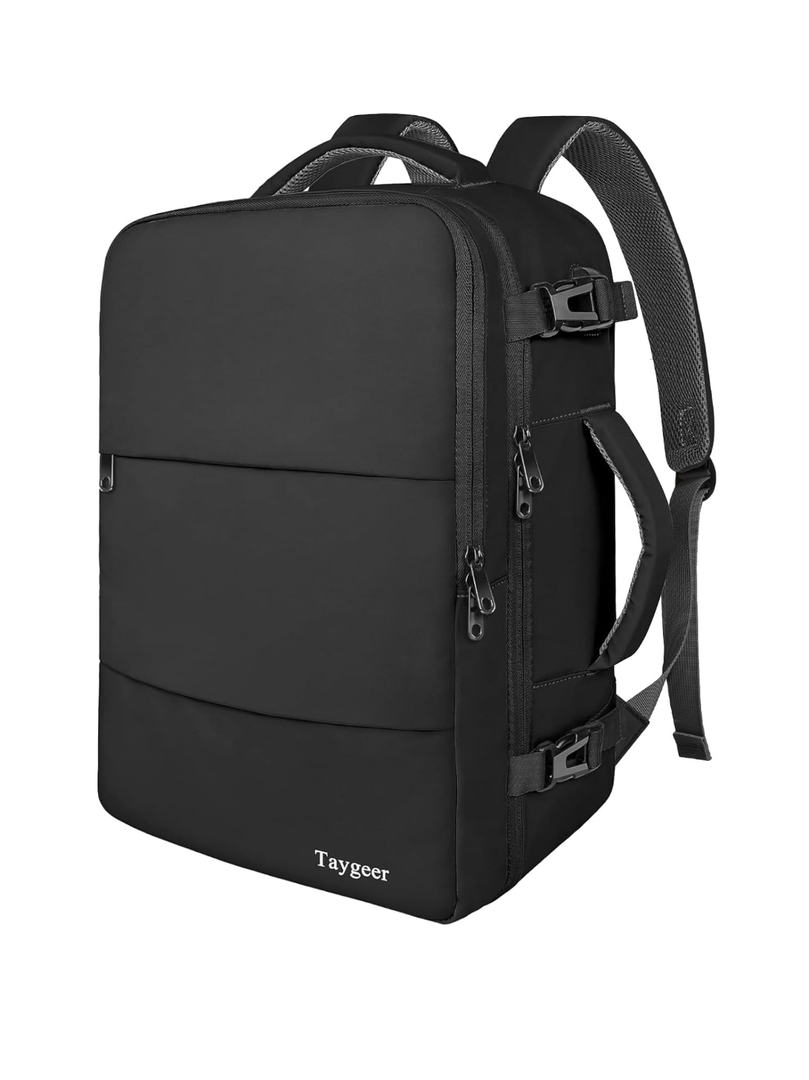 Taygeer Travel Laptop Backpack for Men Women, Airplane Approved Travel Backpack Suitcase with Usb Charging Port, Lightweight College 35l Luggage Bag 15.6inch Laptop Mochila Gifts for Business,Black