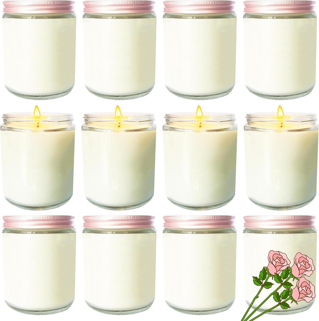 Veiuwa 12 Pcs 8 Oz Bulk White Soy Candles,Lavender Scented Candles Set,Bulk Aromatherapy Candle,Great Stress Relieving Scented Candle for Girls as a Gift for Birthdays, Weddings and More!