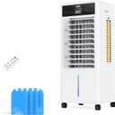 JRD 3-IN-1 Evaporative Air Cooler, 80 Oscillation Air Cooler with 3 Speeds, 4 Modes, 12H Timer, 2.4Gal Tank, Remote, Portable Swamp Cooler for Bedroom Home Office Garage (White)