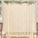 Champagne Tulle Backdrop Curtain with Lights String for Parites Wedding 10x8ft Champagne Sheer Backdrop Curtains for Bridal Shower Baby Shower Birthday Party Photo Booth Props Decorations (10ft8ft)