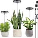 LORDEM Grow Light, Full Spectrum LED Plant Light for Indoor Plants, Height Adjustable Growing Lamp with Auto On/Off Timer, 4 Dimmable Brightness, Ideal for Small Plants, 3 Packs of Black