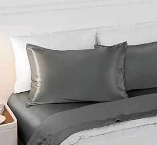 Vonty 2Pcs King Satin Pillowcases - 20x40 Pillow Cases, Grey Pillow Cases for Skin Friendly and Hair Protection - Cooling & Silky Satin Pillow Covers with Envelop Closure