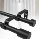 Double Curtain Rods for Windows 30 to 60, 5/8 inch Adjustable Double Curtain Rod, Easy to Install, Suitable for Living Rooms, Bedrooms, Outdoors, Black