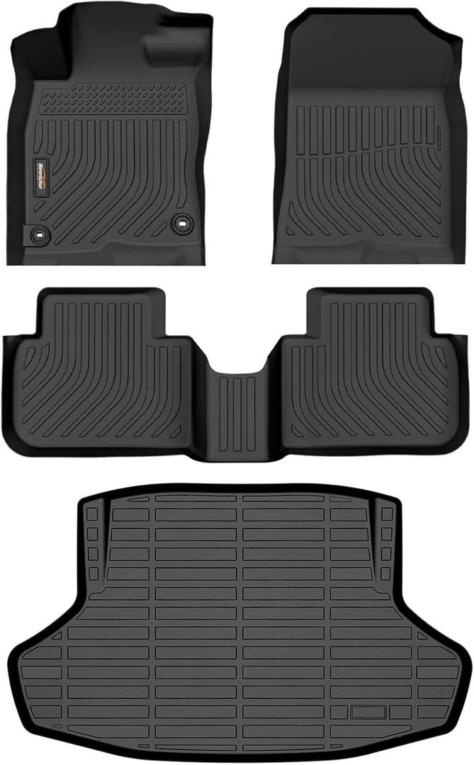 Binmotor-Floor Mats & Cargo Liner for Honda Civic Sedan 2025-2022 (Sport LX Si), All Weather Car Floor Trunk Mat for Honda Civic Accessories (2nd Row with USB Ports) Not for Hatchback/Hybrid