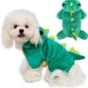 Dog Dinosaur Halloween Costume Funny Dog Halloween Costumes Cute Hoodie for Small Medium Large Dogs with 3D Spikes Design for Halloween (XS (Back: 7.5",Chest: 10.6", Neck: 5"), Green Dinosaur)