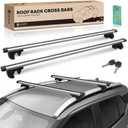 YHTAUTO 48'' Universal Roof Rack Cross Bars w/Thickened Metal Locks & Upgraded Metal Clamps Fit Raised Side Rails Adjustable Maximum 43.3'', T6063 Aluminum CrossBars for Surfboard Kayak Bike Luggage