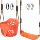 SELEWARE Orange High Back Full Bucket Toddler Swing and Kids Swing Seat