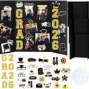 MiniInflat 4 Set Graduation Photo Display Board Trifold Poster Board for Class of 2026 Grad Party Picture Display Graduation Photo Frames for Multiple Pictures Table Decor(Gold,24 x 16 Inches)