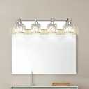 Chrome Bathroom Light - 4 Lights, Crystal Finish, Perfect for Over Mirror Vanity