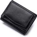 Small Wallet Women Genuine Leather RFID Blocking Trifold Tiny Wallets with Snap Coin Pouch 7 Card Solts