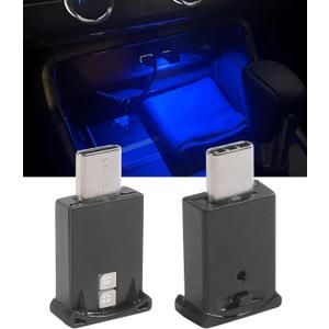 2PCS Car Lights Interior,Car Accessories,Ambient Lighting Cars,DC 5V Intelligent Automotive Interior Lights,Mini USB LED Decoration Night Light,Atmosphere Lamp for Auto,Fit for Cars (Type-C*2)