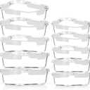 VERONES 10Pack Glass Meal Prep Containers, Airtight Glass Lunch Containers,Stackable Food Storage Containers Set with Lids,Exclusive of BPA, for Microwave,Oven, Freezer&Dishwasher Friendly,White