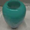 Teal Glass Vase 11" Hand Blown Glass Vase for Teal Home Decor Accents, Wide Mouth Turquoise Vases Home Decor for Centerpieces, Dining Table, Bookshelf, Bathroom or Living Room Display