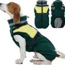 Kuoser Dog Coat, 2 in 1 Dog Jacket with Harness Built in, Winter Waterproof Puppy Puffer Jacket Snowsuit for Small Medium Large Dogs, Cold Weather Reflective Pet Fleece Vest with Zipper