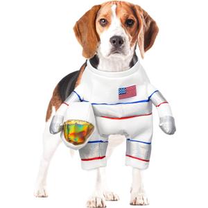 DELIFUR Dog Halloween Astronaut Costume - Pet Dress Up Spacesuit Funny Apparel Uniform Adjustable Cosplay Outfit for Small Medium Dog (Astronaut, Medium)