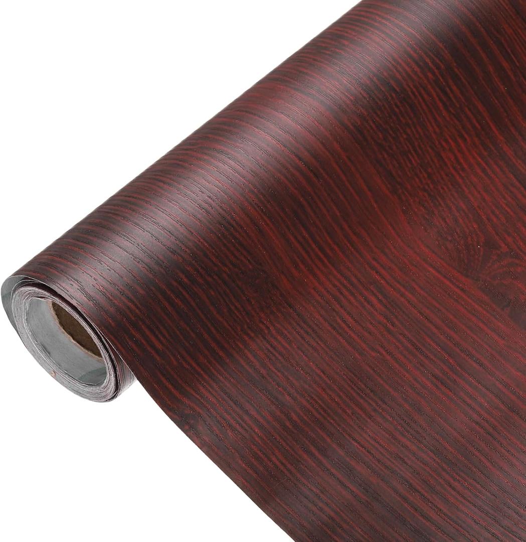 uxcell Wood Grain Contact Paper 31.5"x118" Self-Adhesive Wallpaper Waterproof Wood Peel and Stick Countertops for Home Kitchen Countertop Cabinet Bathroom, Red Brown