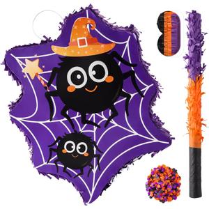 VINTS Spider Piata,Halloween Magie Spider Piata with Blindfold,Perfect for Boys Grils Birthday Party Game Activity Halloween Theme Parties Decorations(17.513.33.15in) Purple&Orange Pinata For Kids