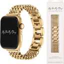 My Pretty Strap - Compatible Apple Watch Band Strap, Stainless Steel Fashion iWatch Replacement Strap- Easy Resizing, No Tool Needed, Fits Most Wrists- Series 1-11, SE and Ultra (Mermaid Gold)