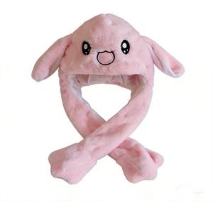 Ear Moving Jumping Hats Bunny Plush Rabbit Hats Cute Fuzzy Hats Novelty Dress Up Cosplay Party Hat