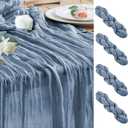 Wokceer Cheesecloth Table Runner 4Pack 10FT Dusty Blue Boho Gauze Fall Thanksgiving Cheese Cloth Table Runner for Party Long Rustic Sheer Table Runners for Baby Bridal Shower Wedding Easter Table