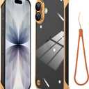 Phone Case, Compatible with iPhone 17, Transparent Electroplated Golden Phone Case, Frameless Design, with Camera Lens Protection.