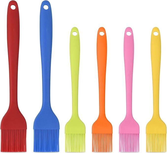 Hhyn Silicone Basting Brush Set 6 Pack Heat Resistant Pastry Brushes Spread Oil Butter Sauce for BBQ Grill Barbeque Kitchen Baking Cooking Pastries, 2 Large & 4 Small