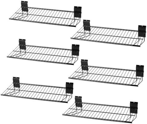 PYBTOOL Slatwall Shelves, Slat Wall Accessories, Slat Wall Wire Shelf, Heavy Duty Garage Storage Slatwall Shelf(24-Inch Width,6 Pack)