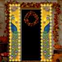 Happy Diwali Porch Banner with Lights Indian Diwali Peacock Front Porch Welcome Sign Deepavali Indian Festival of Lights Decorations-1271''