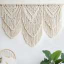 oiikain Large Handmade Boho Macrame Wall Hanging Tapestry - Chic Bohemian Woven Home Decor art for Living Room, Bedroom, and Wedding Parties(Double Layer, 43''*32'')