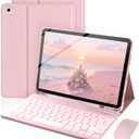 Keyboard Case for iPad mini 5th Generation 2019 / mini 4th Generation 2015 7.9 inch, Mouse and Detachable Keyboard, Adjustable Stand Built in Pencil Holder, Auto-Sleep/Wake Feature, Pink
