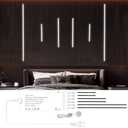 LED Recessed Lighting Kit,6 Pack Self-Adhesive COB LED Light Bar, Cold White 6000K, with Touching Switch, for Wood Slat Wall Panels,Headboards,Home Decor. Black Chanenl,2Pcs*(16in+24in+40in)