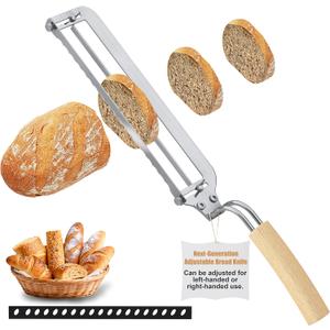 Right-Handed Adjustable Bread Knife for Homemade Bread with Precision Thickness Guide - Sourdough Bread Slicer for Homemade Bread & Sourdough Loaves, Sharp Serrated Steel Blade for Baguettes
